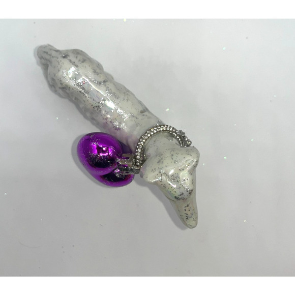 Vintage Valentine's Day Iridescent Dog Pink Tongue Diamond Heart Bow Collar OOAK - Picture 16 of 16